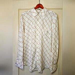XL Eighty Eight brand men's gold & white striped, long sleeved button-down shirt